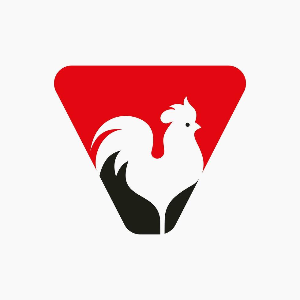 letra v aves de corral logo con gallina símbolo. pollo logo, gallo suspiro vector modelo