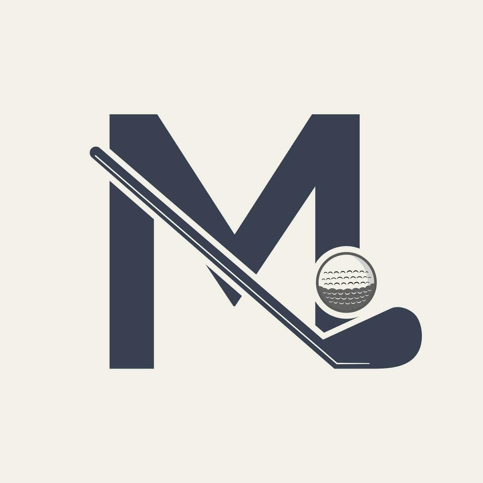 Letter M Hockey Tournament Logo. Ice Hockey Badge Logo Template vector