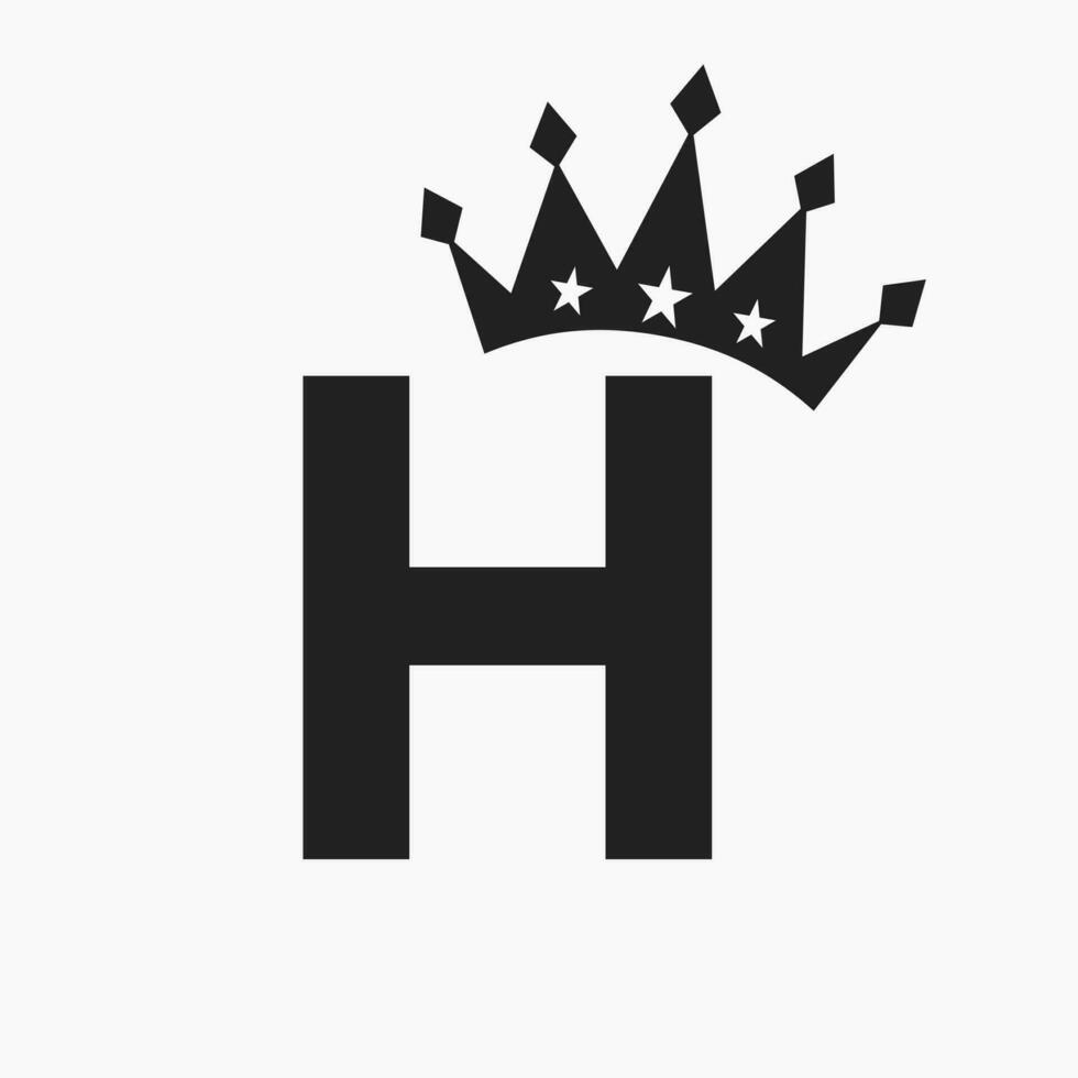 corona logo en letra h lujo símbolo. corona logotipo modelo vector