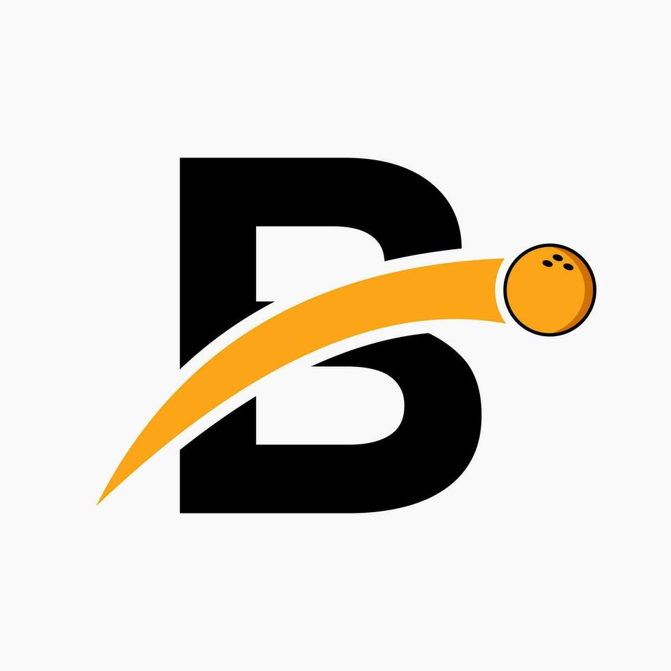 Letter B Bowling Logo. Bowling Ball Symbol With Moving Ball Icon vector