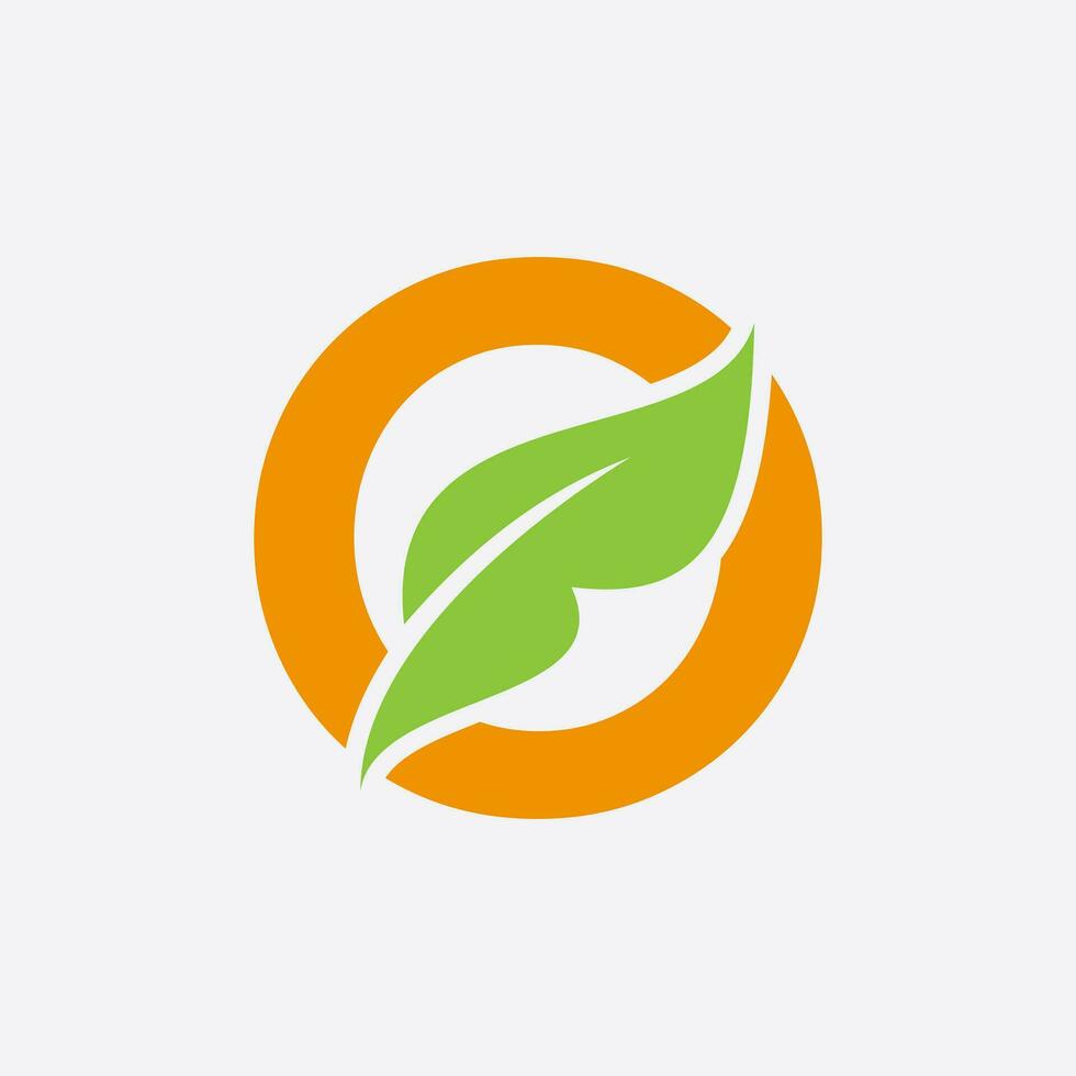 Letter O Leaf Logo. Eco Farm Logotype Vector Template. Organic Symbol