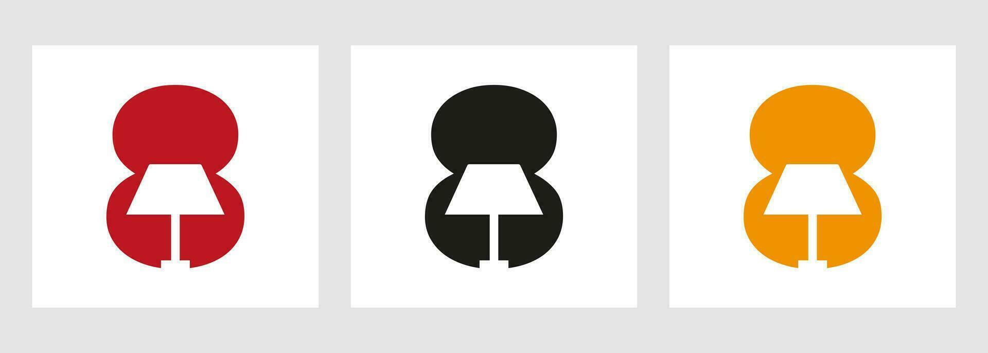 Lamp Logo On Letter 8. Lamp Symbol Vector Template