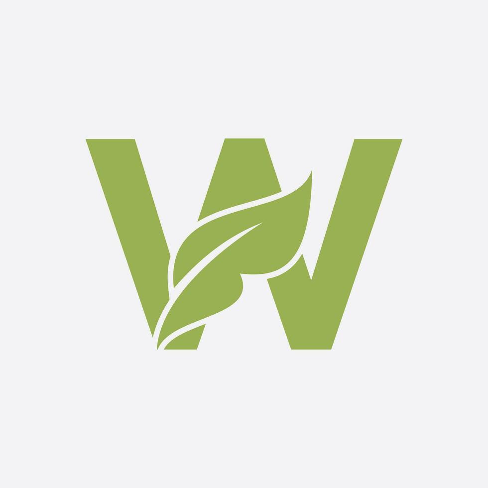 Letter W Leaf Logo. Eco Farm Logotype Vector Template. Organic Symbol