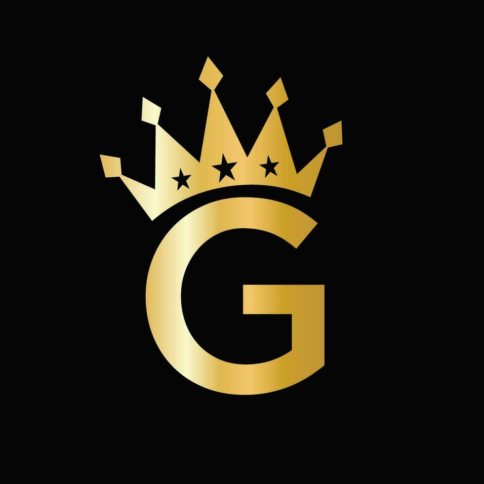 Letter G Luxury Logo With Crown Symbol. Crown Logotype Template vector