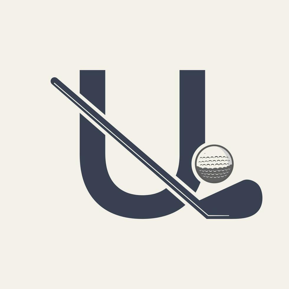Letter U Hockey Tournament Logo. Ice Hockey Badge Logo Template vector