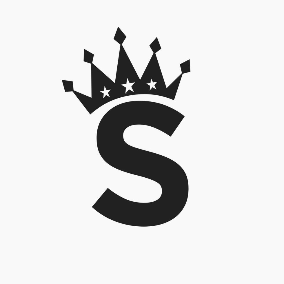 corona logo en letra s lujo símbolo. corona logotipo modelo vector