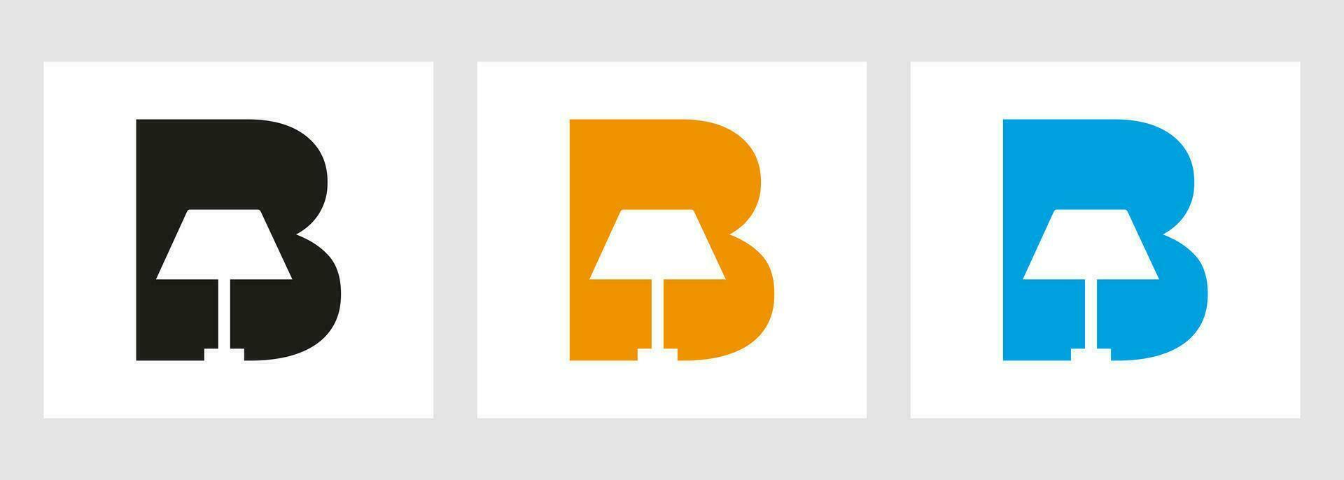 Lamp Logo On Letter B. Lamp Symbol Vector Template