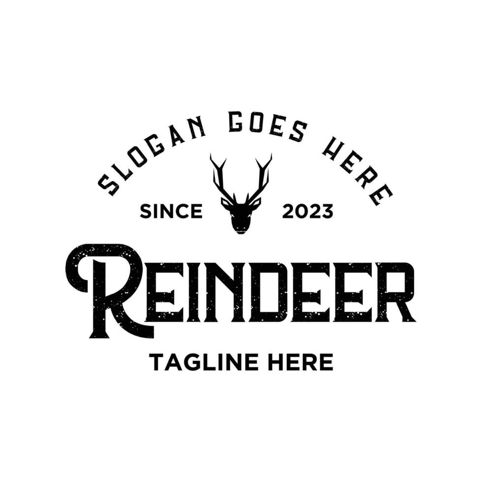 outdoor reindeer silhouette vintage badge design vector