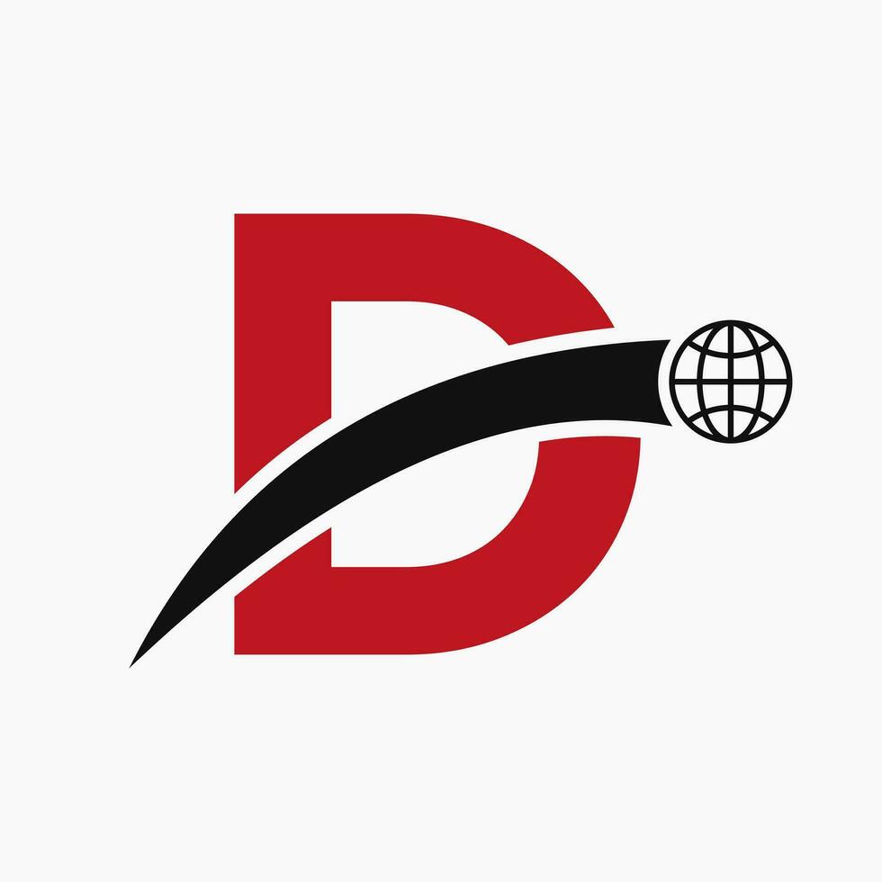 Letter D Logo Concept With Global World Icon Vector Template