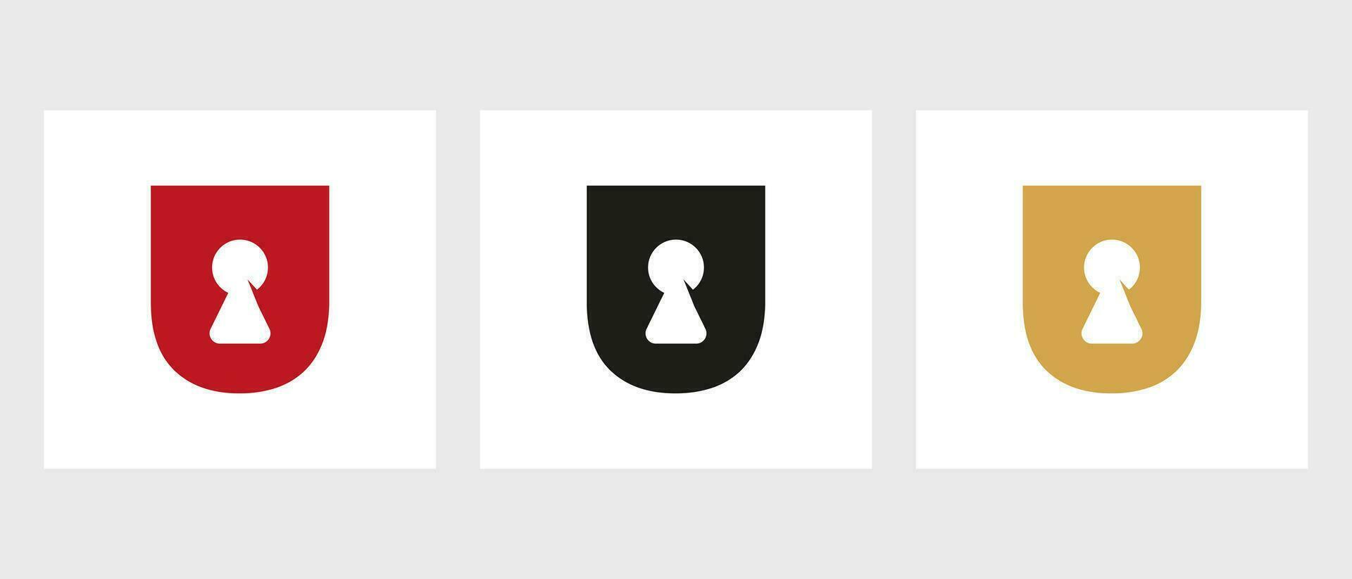 Letter U Key Hold Logo Design. Locked Icon, Security, Protection, Safe Symbol Vector Template