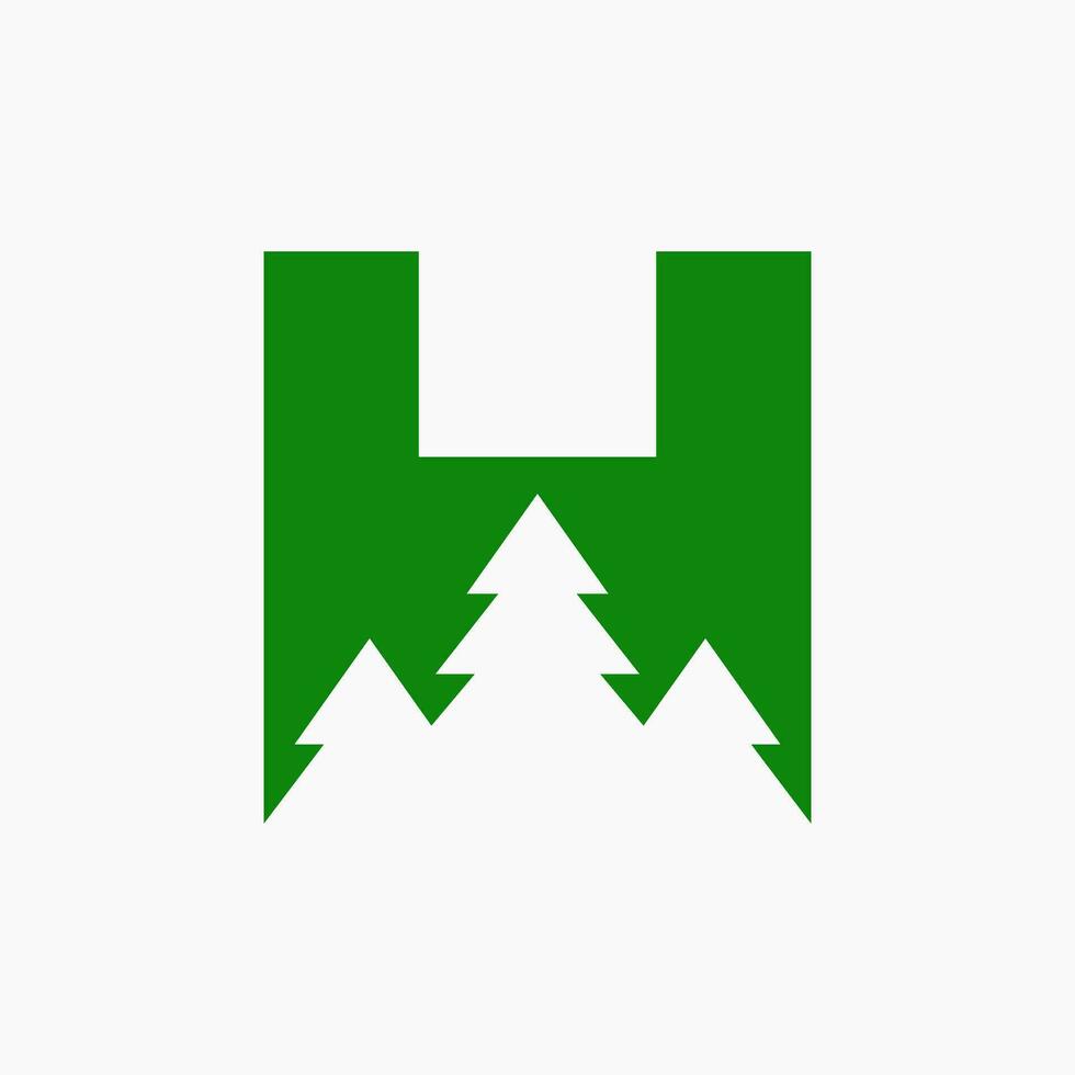 Palm Tree In Letter H For Holiday Rentals, Travel Service, Tropical Spa Symbol vector