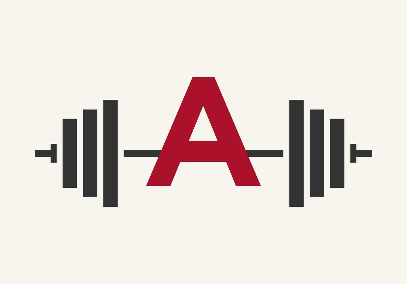 Letter A Fitness Logo Design. Gym And Fitness Club Symbol With Barbell Icon Template vector