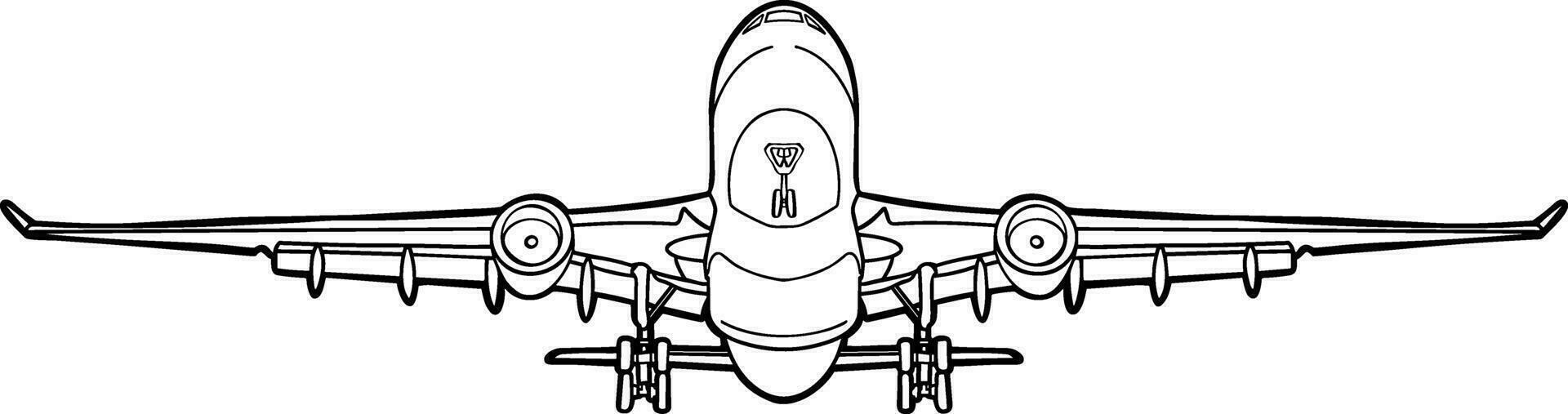 airplane front take off from runway vector
