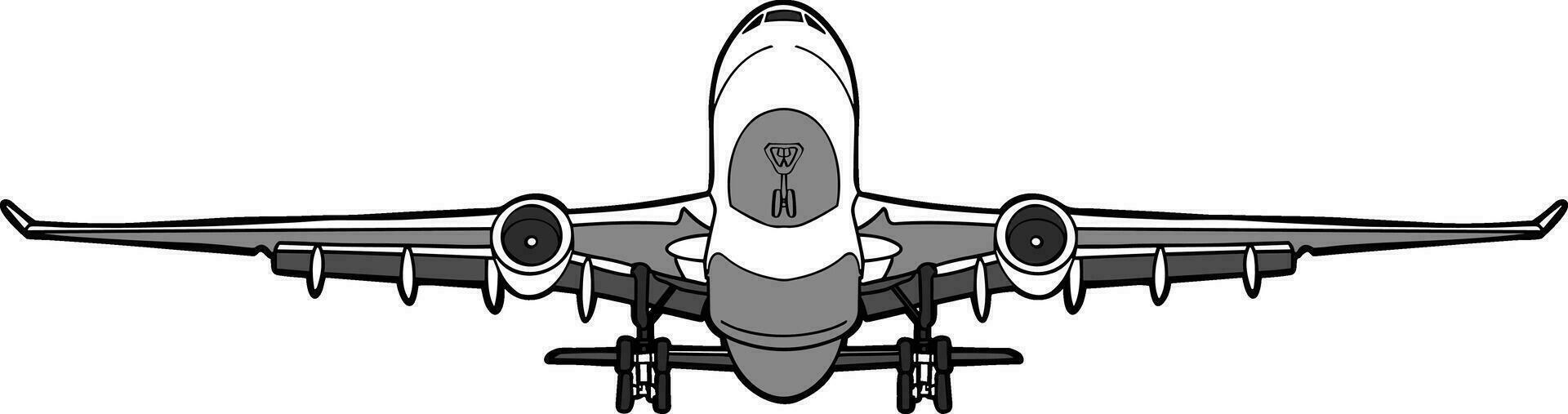 airplane front take off from runway vector
