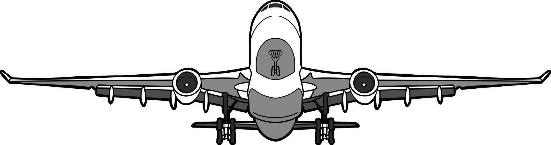 airplane front take off from runway vector