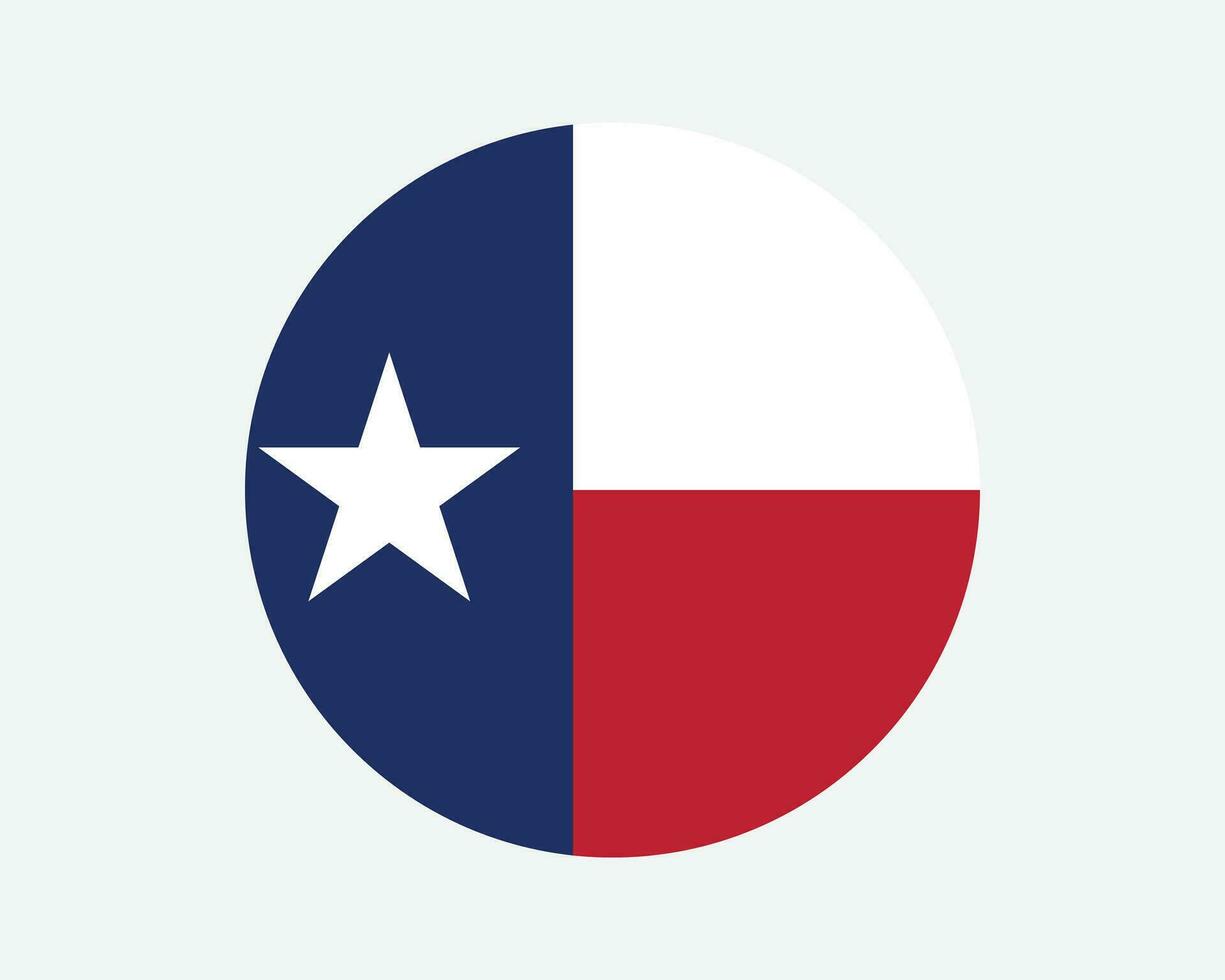 Texas USA Round State Flag. TX, US Circle Flag. State of Texas, United States of America Circular Shape Button Banner. EPS Vector Illustration.