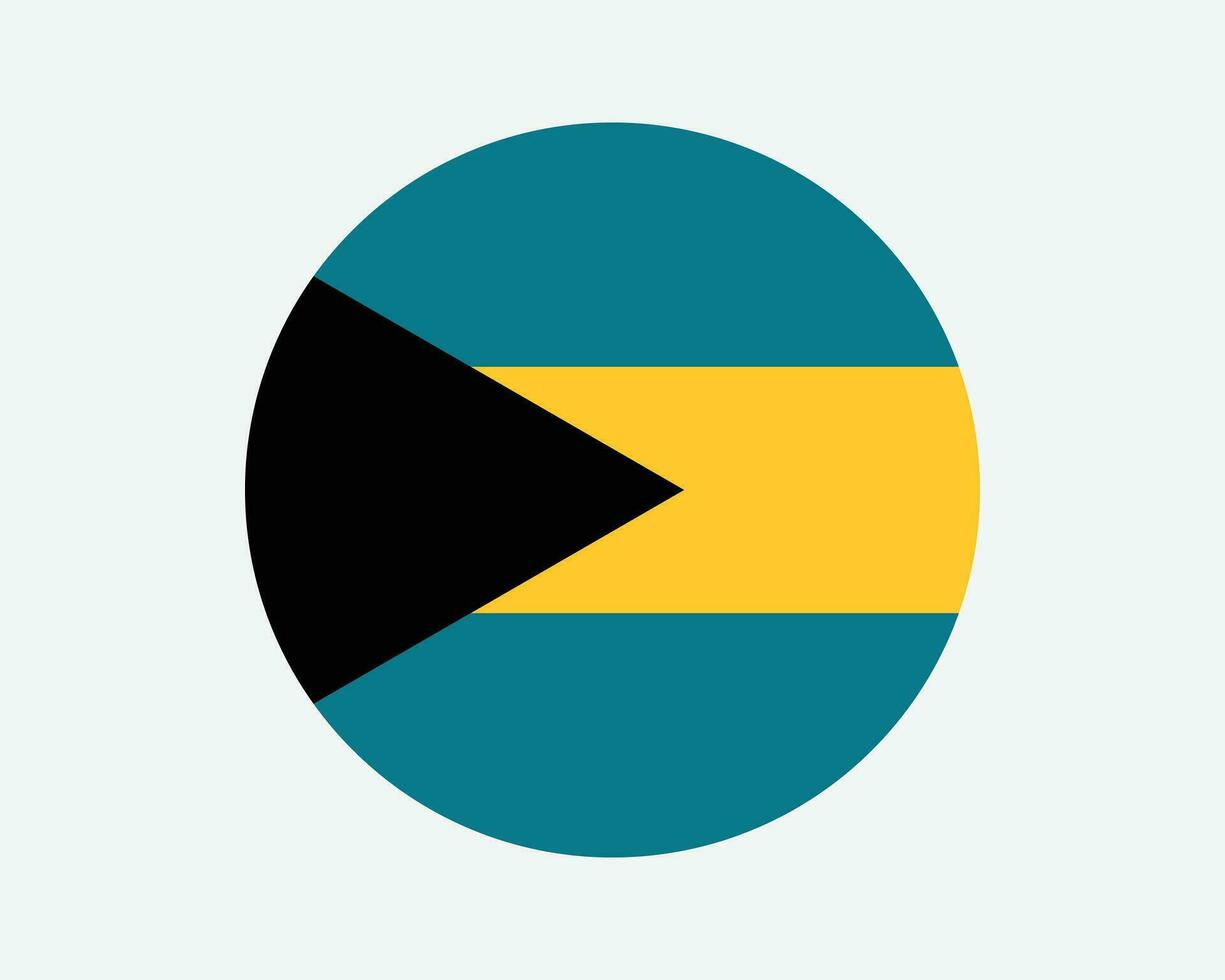 The Bahamas Round Country Flag. Circular Bahamian National Flag. Commonwealth of The Bahamas Circle Shape Button Banner. EPS Vector Illustration.