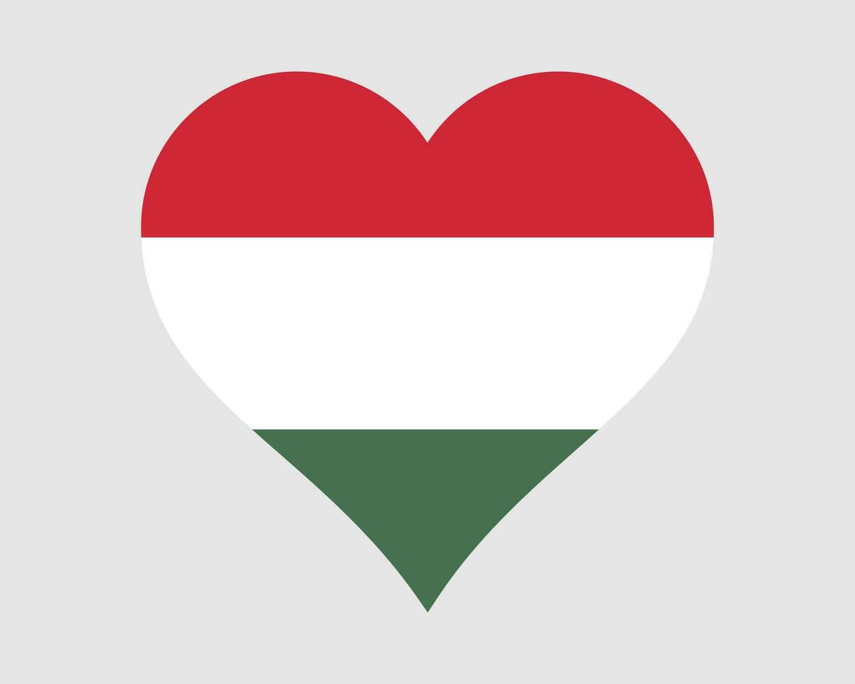 Hungary Heart Flag. Hungarian Love Shape Country Nation National Flag. Hungary Banner Icon Sign Symbol. EPS Vector Illustration.