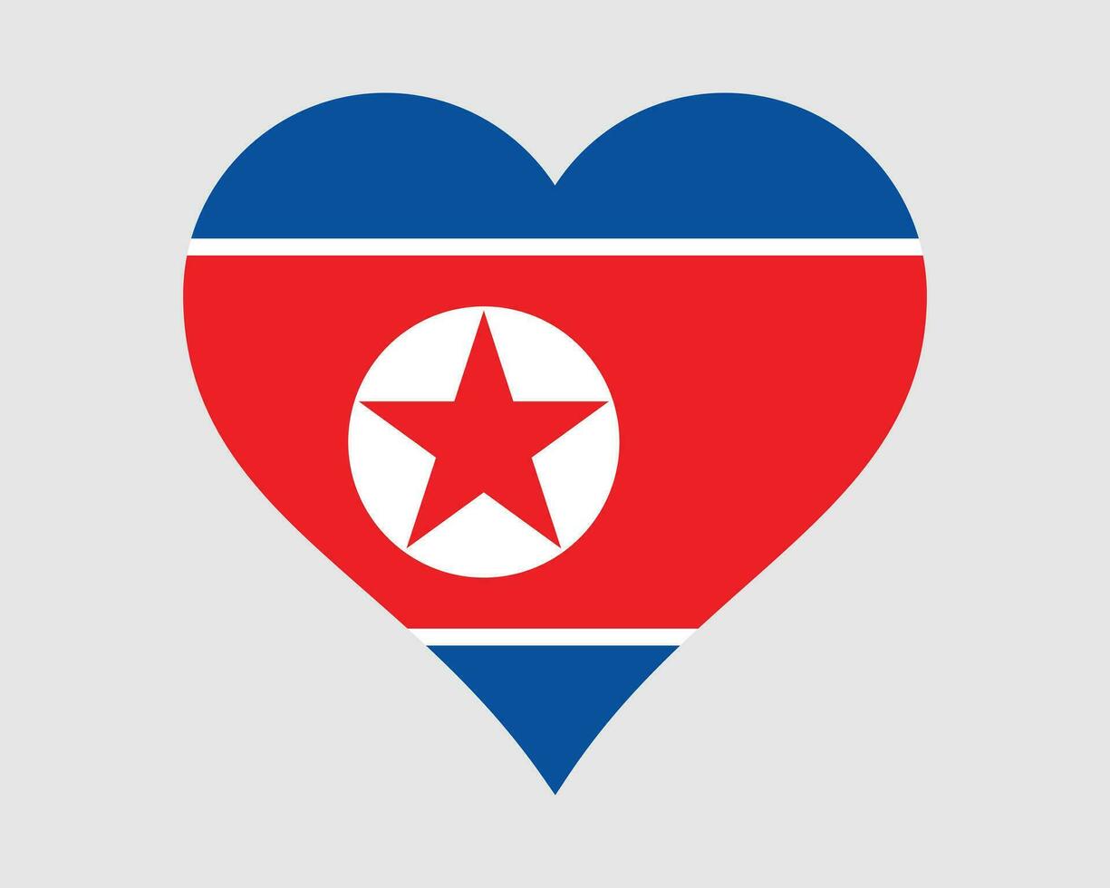 norte Corea corazón bandera. norte coreano amor forma país nación nacional bandera. democrático gente república de Corea dprk bandera icono firmar símbolo. eps vector ilustración.