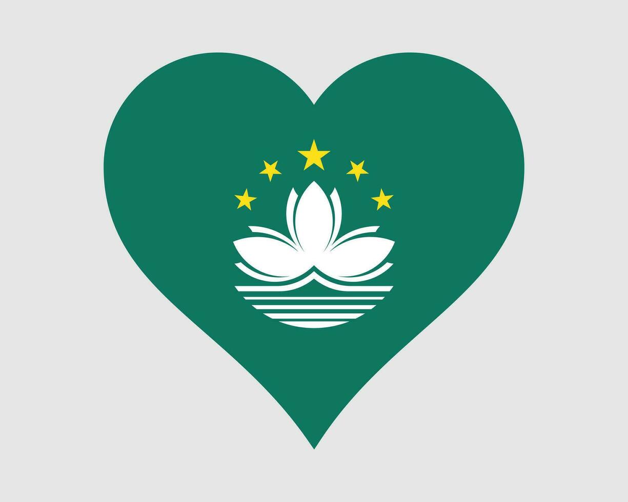 Macao corazón bandera. macao amor forma país nación nacional bandera. macanese bandera icono firmar símbolo. eps vector ilustración.