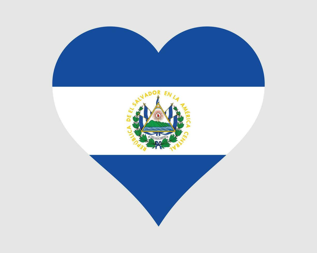 El Salvador Heart Flag. Salvadoran, Salvadorian, Salvadorean, Guanaco Love Shape Country Nation National Flag. Republic of El Salvador Banner Icon Sign Symbol. EPS Vector Illustration.