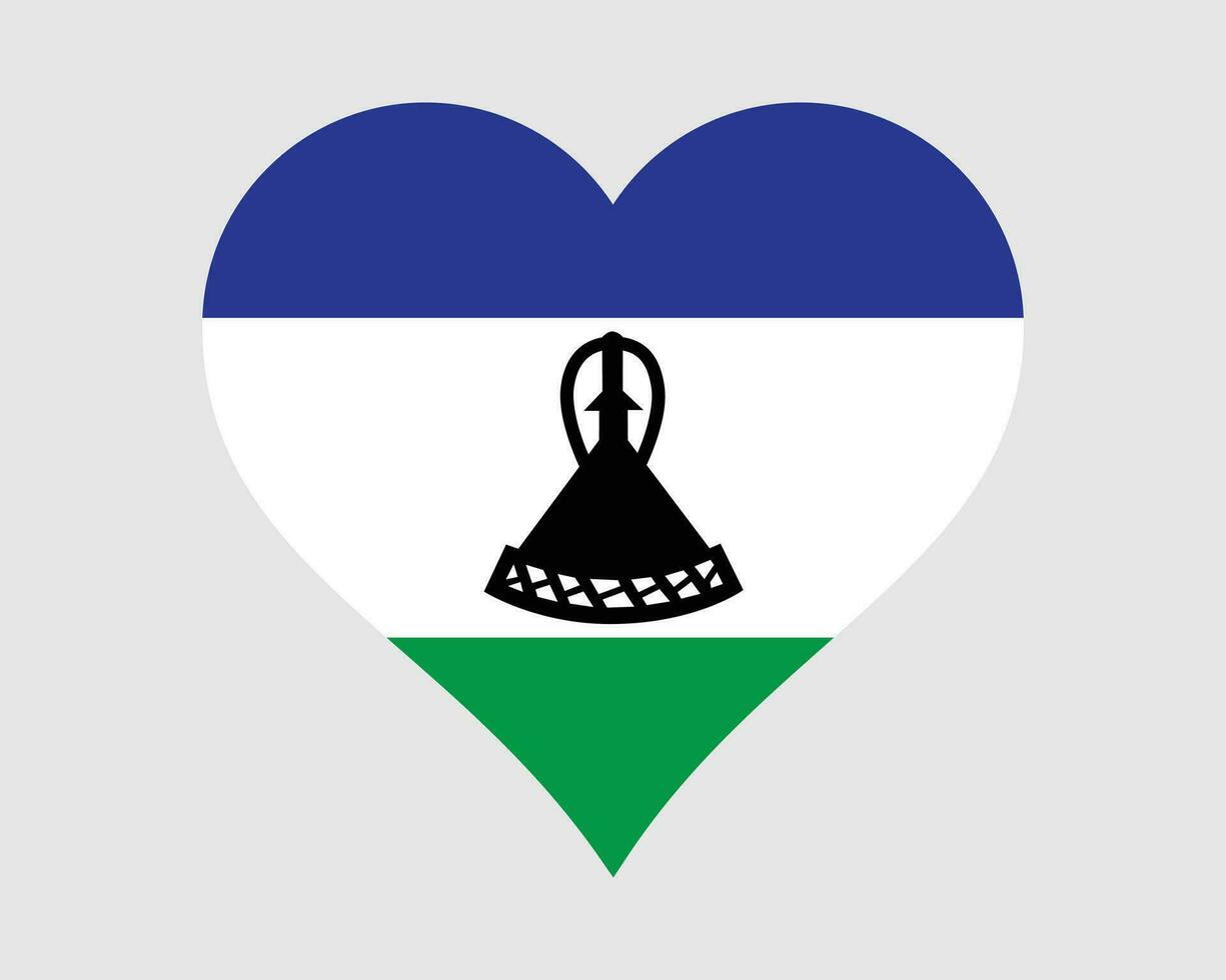 Lesotho Heart Flag. Mosotho Basotho Love Shape Country Nation National Flag. Kingdom of Lesotho Banner Icon Sign Symbol. EPS Vector Illustration.
