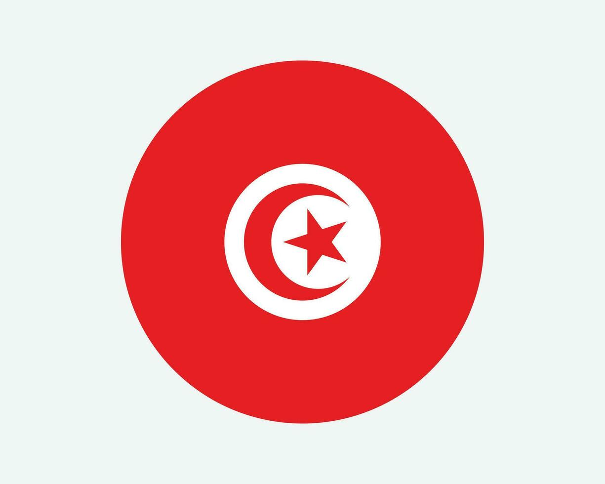 Tunisia Round Country Flag. Tunisian Circle National Flag. Republic of Tunisia Circular Shape Button Banner. EPS Vector Illustration.