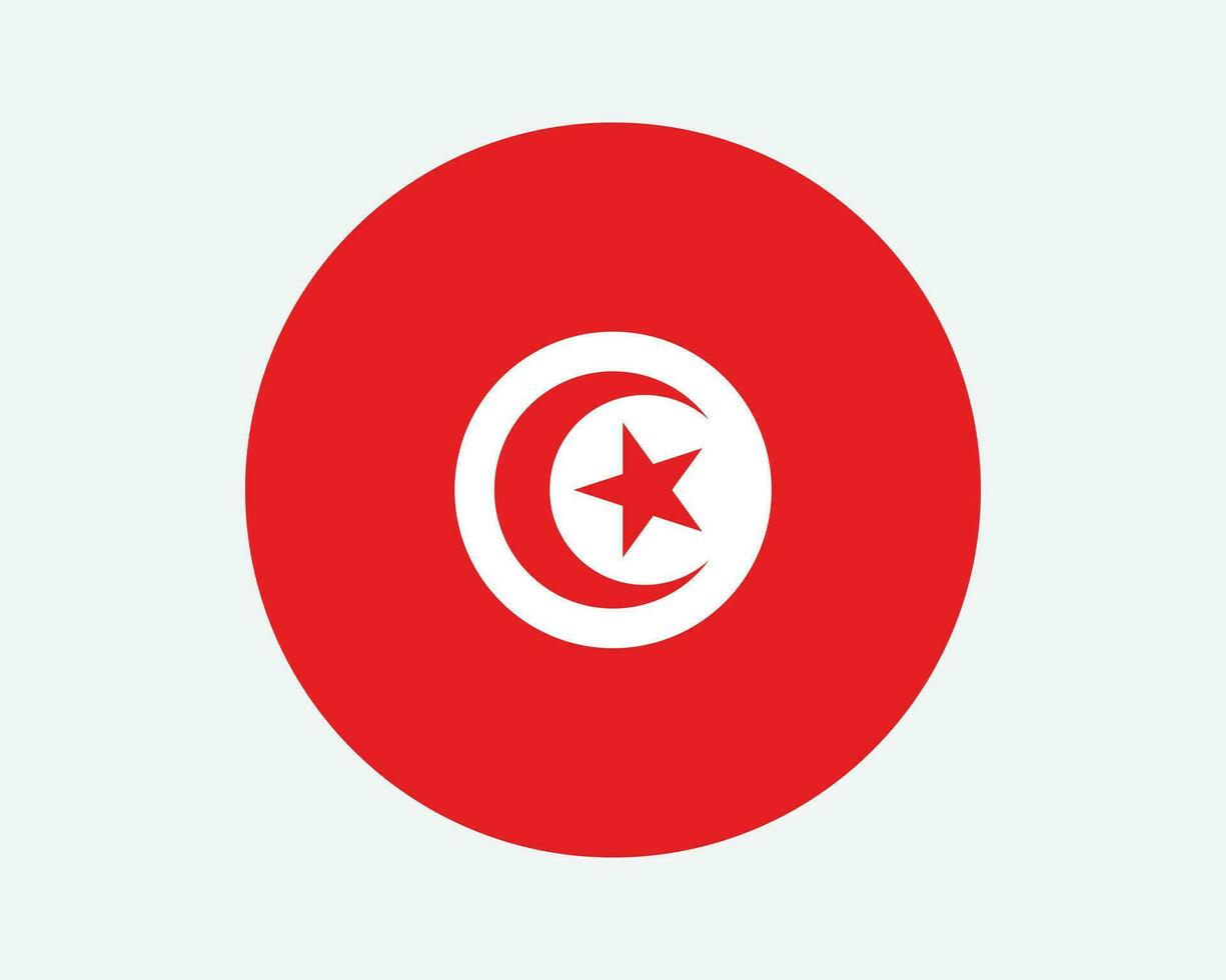 Tunisia Round Country Flag. Tunisian Circle National Flag. Republic of Tunisia Circular Shape Button Banner. EPS Vector Illustration.