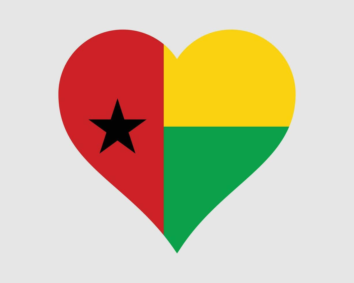 Guinea-Bissau Heart Flag. Bissau Guinean Love Shape Country Nation National Flag. Republic of Guinea Bissau Banner Icon Sign Symbol. EPS Vector Illustration.