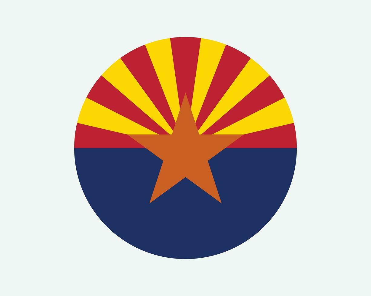 Arizona USA Round State Flag. AZ, US Circle Flag. State of Arizona United States of America Circular Shape Button Banner. EPS Vector Illustration.