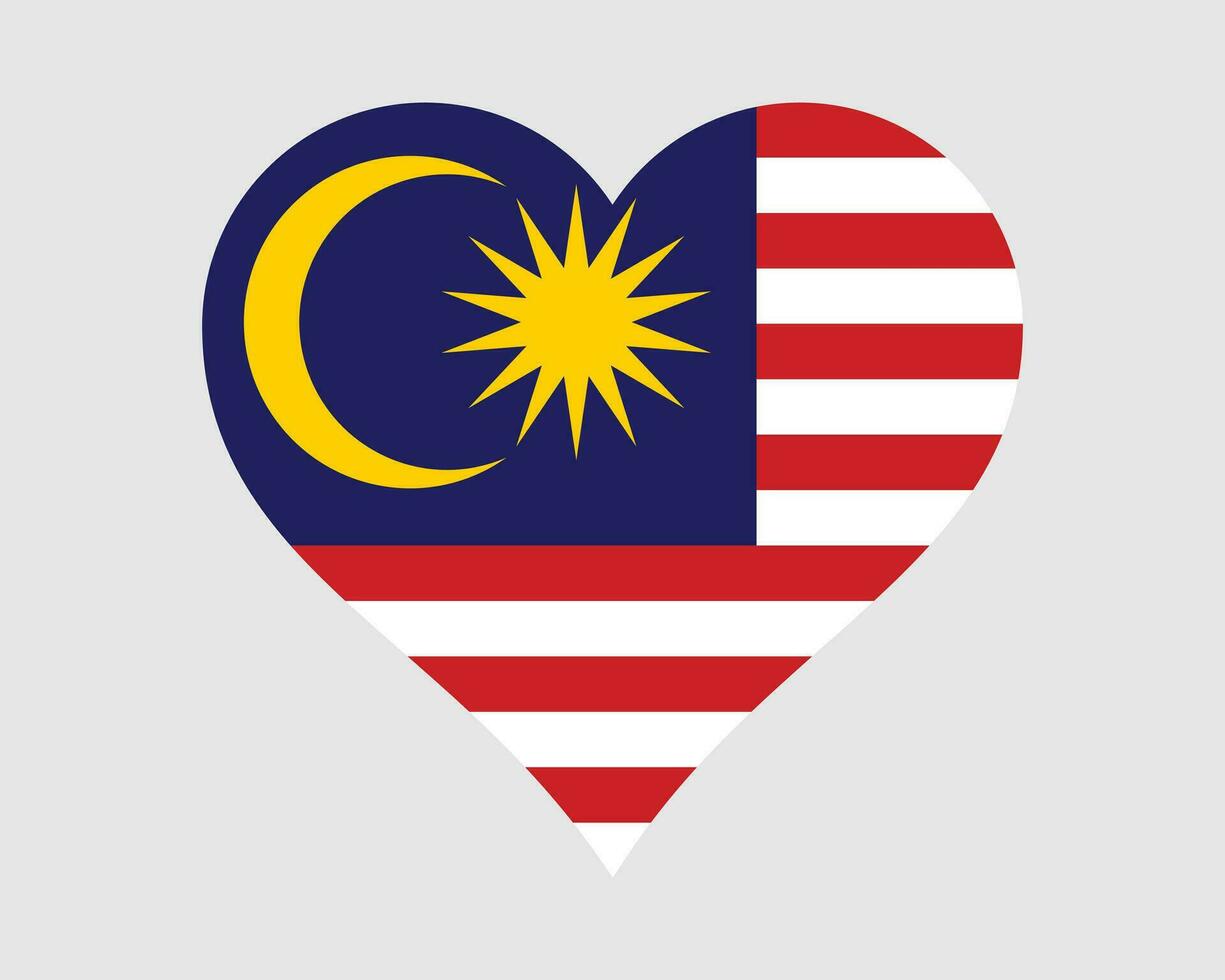 Malaysia Heart Flag. Malaysian Love Shape Country Nation National Flag. Malaysia Banner Icon Sign Symbol. EPS Vector Illustration.