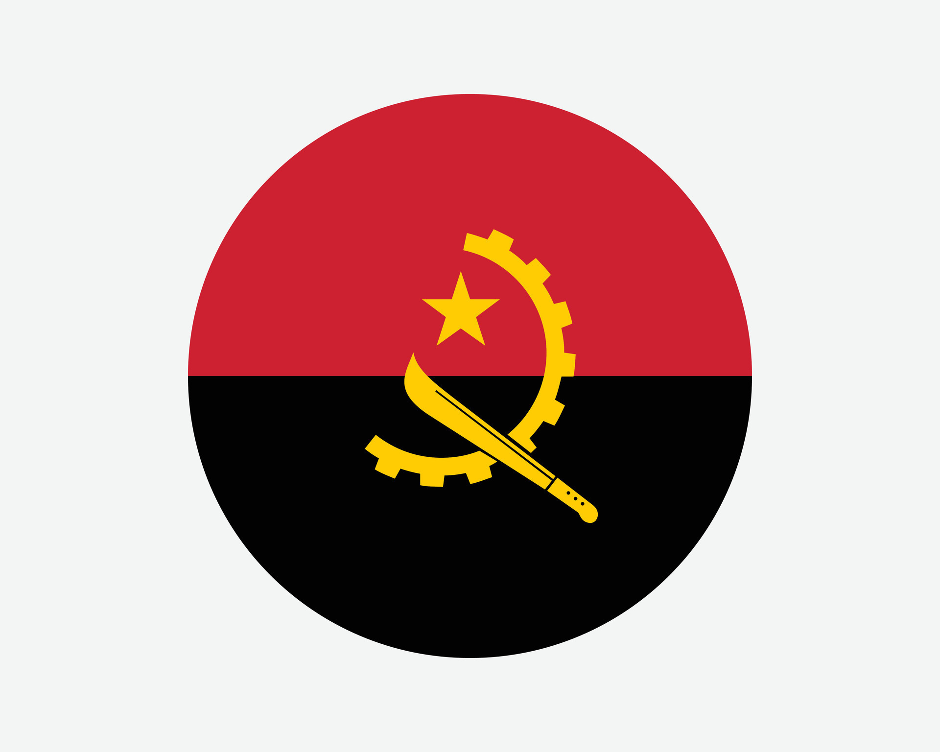 Angola Round Country Flag. Circular Angolan National Flag. Republic of