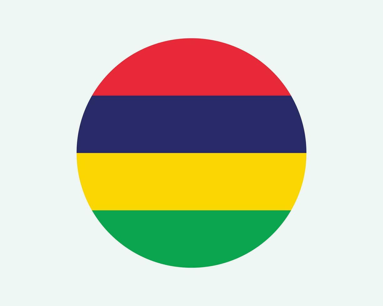 Mauritius Round Country Flag. Mauritian Circle National Flag. Republic of Mauritius Circular Shape Button Banner. EPS Vector Illustration.