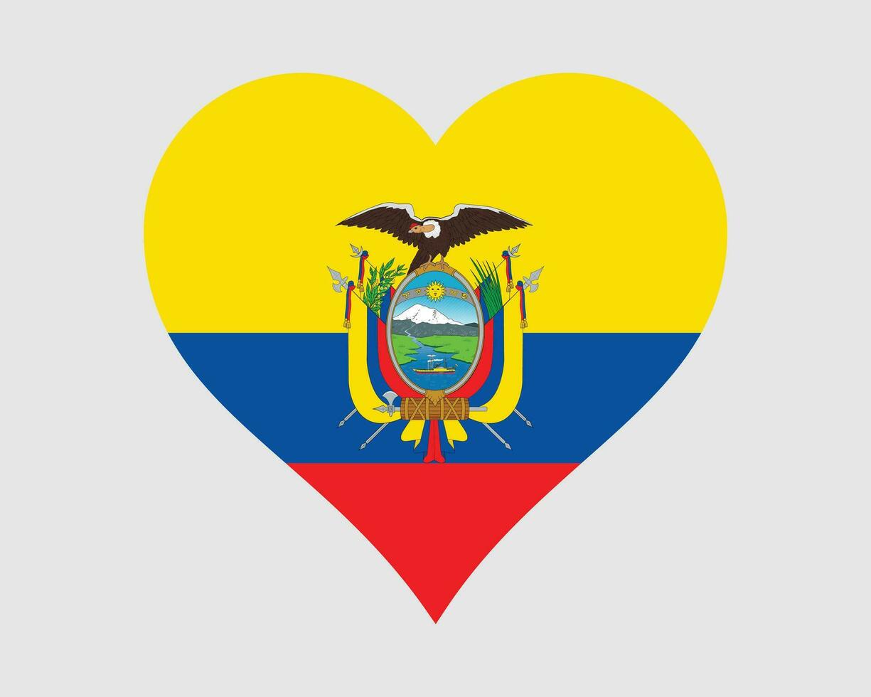 Ecuador Heart Flag. Ecuadorian Love Shape Country Nation National Flag. Republic of Ecuador Banner Icon Sign Symbol. EPS Vector Illustration.