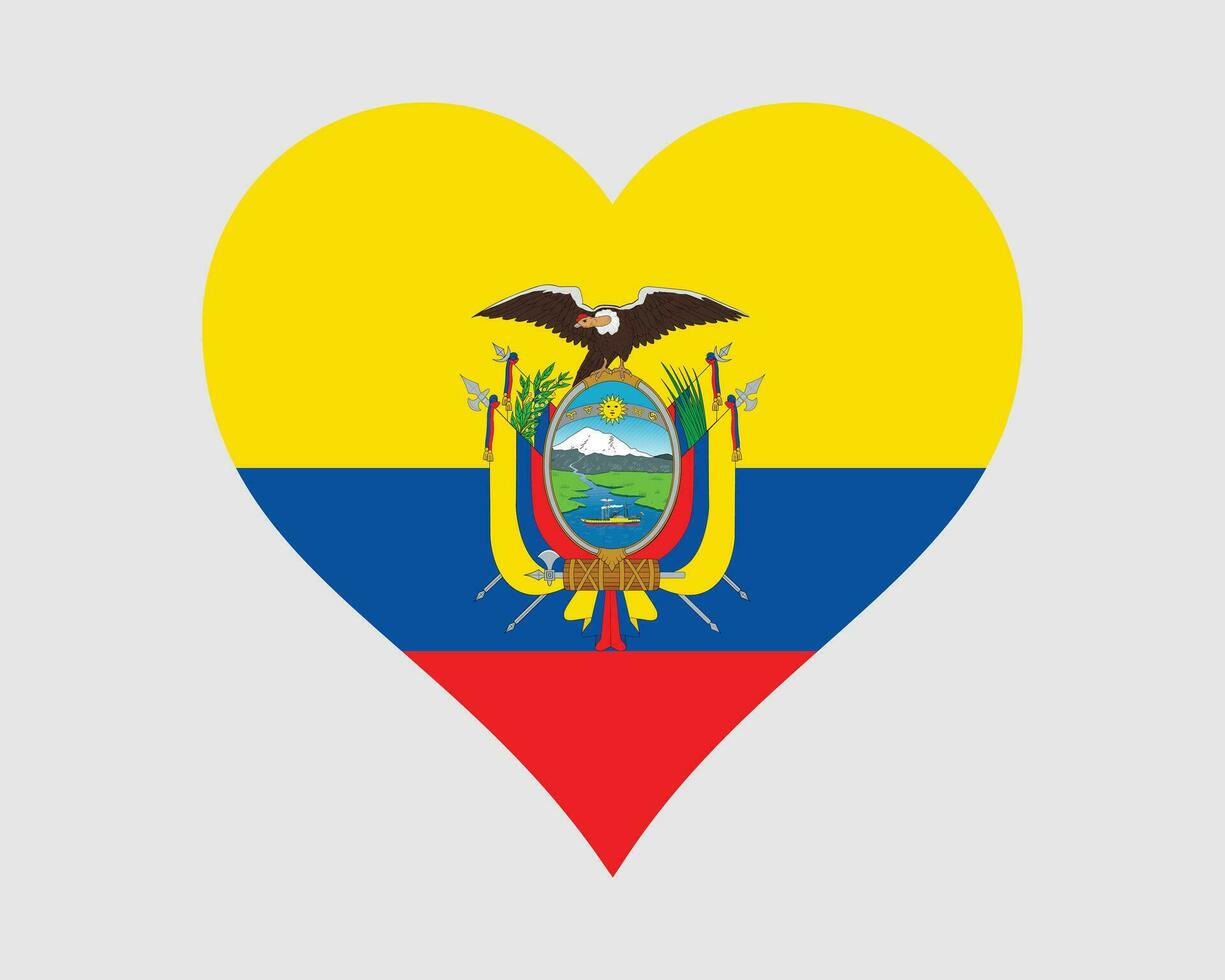 Ecuador corazón bandera. ecuatoriano amor forma país nación nacional bandera. república de Ecuador bandera icono firmar símbolo. eps vector ilustración.