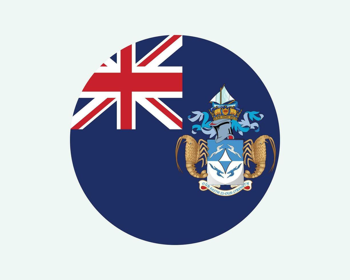 Tristan da Cunha Round Flag. Tristanian Circle Flag. British Overseas Territory UK United Kingdom Circular Shape Button Banner. EPS Vector Illustration.