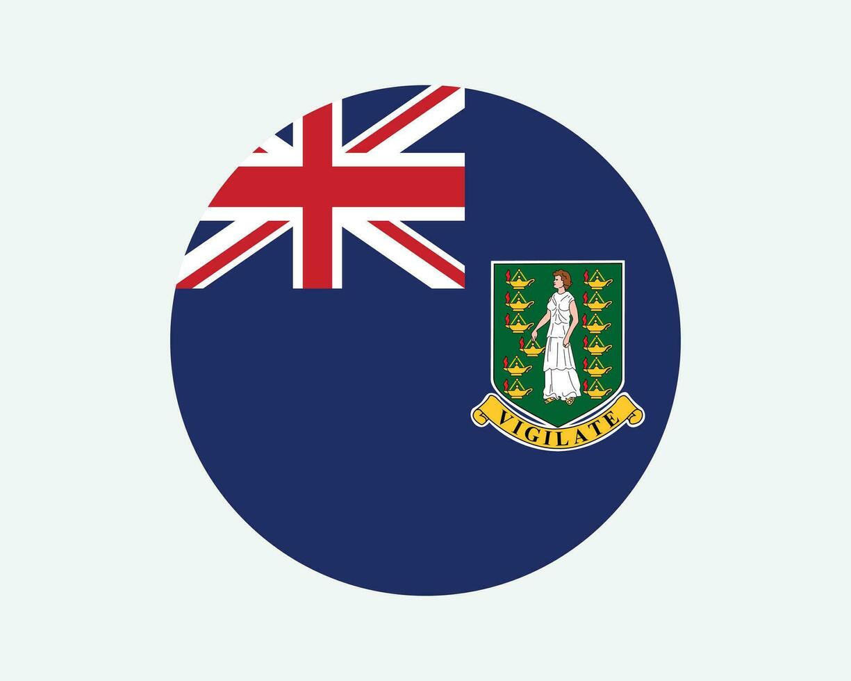 British Virgin Islands Round Flag. BVI, United Kingdom UK Circle Flag. British Overseas Territory Circular Shape Button Banner. EPS Vector Illustration.