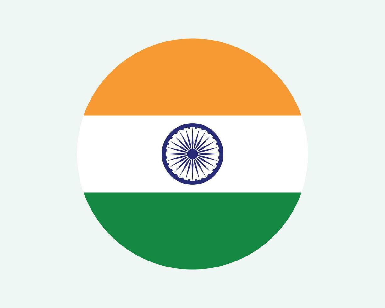 India Round Country Flag. Indian Circle National Flag. Republic of India Circular Shape Button Banner. EPS Vector Illustration.