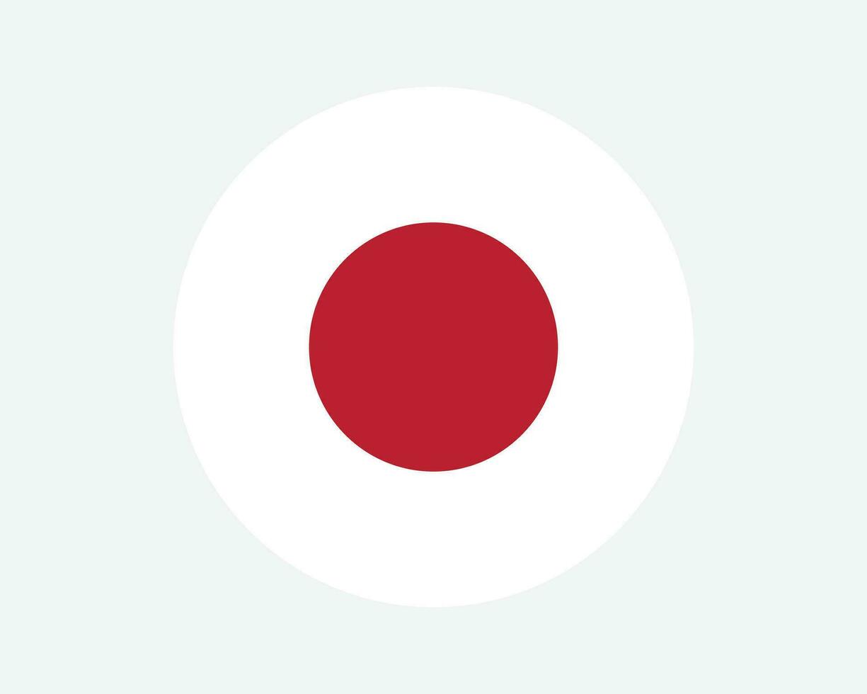 Japan Round Country Flag. Japanese Circle National Flag. Nippon Nihon Circular Shape Button Banner. EPS Vector Illustration.