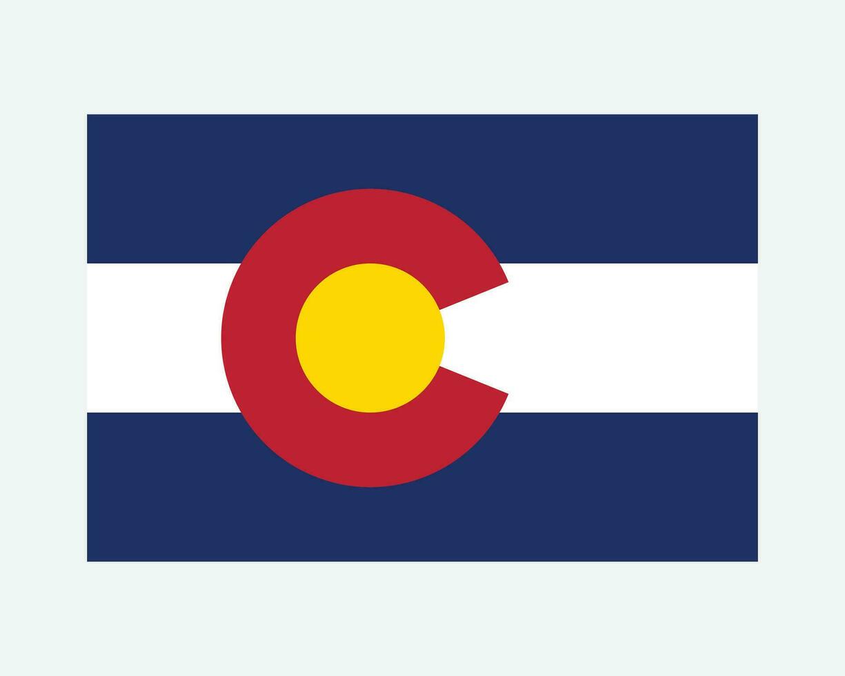 Colorado USA State Flag. Flag of CO, USA isolated on white background. United States, America, American, United States of America, US State. Vector illustration.