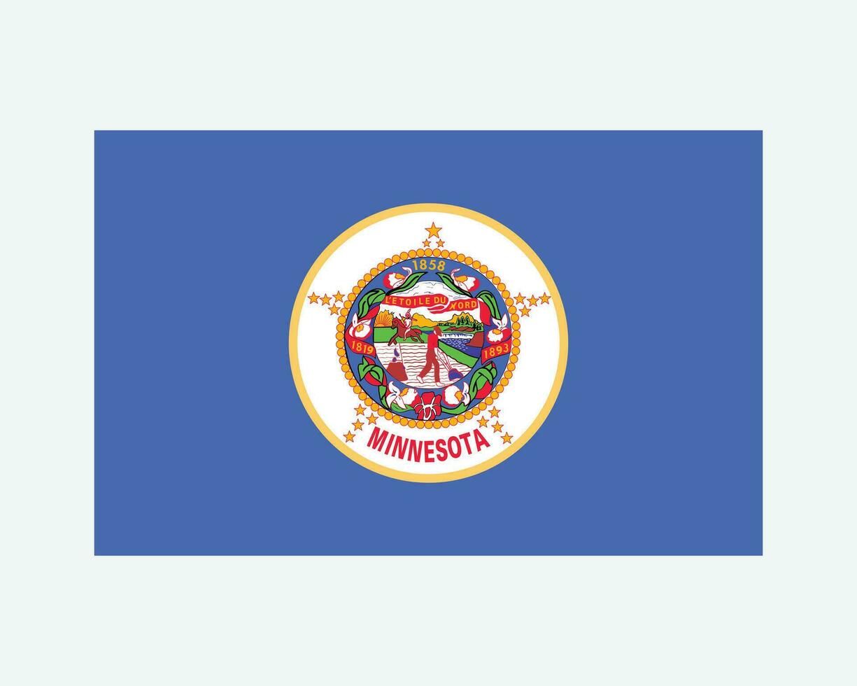 Minnesota USA State Flag. Flag of MN, USA isolated on white background. United States, America, American, United States of America, US State. Vector illustration.