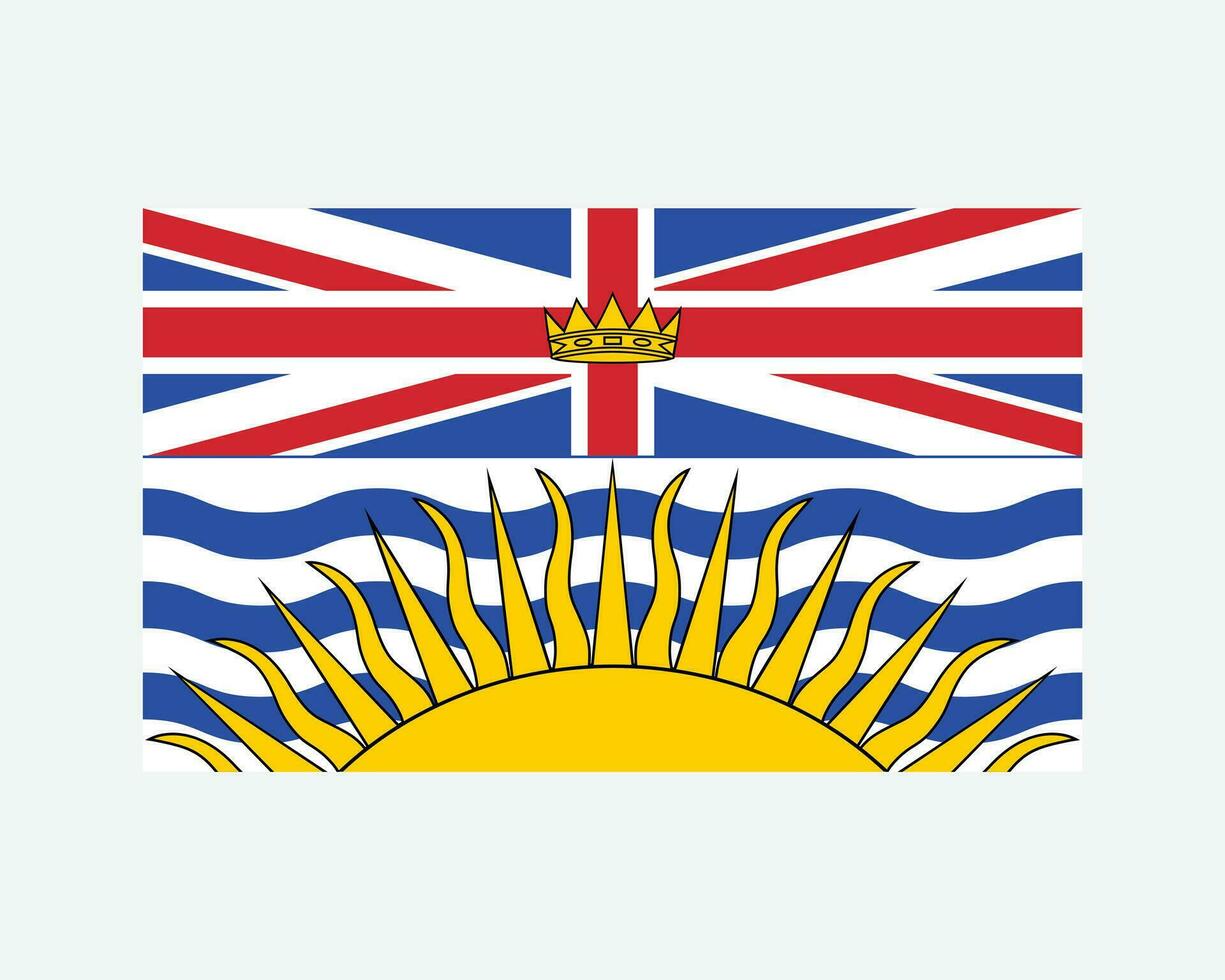 British Columbia Canada Province Flag. Flag of BC, CA isolated on white background. Canadian Province EPS Vector illustration.
