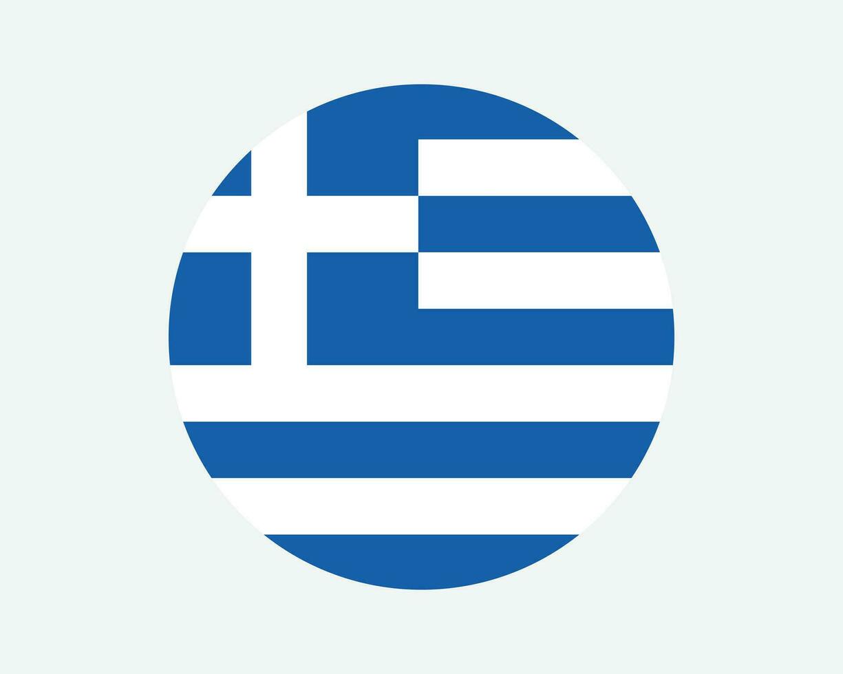 Greece Round Country Flag. Greek Circle National Flag. Hellenic Republic Circular Shape Button Banner. EPS Vector Illustration.