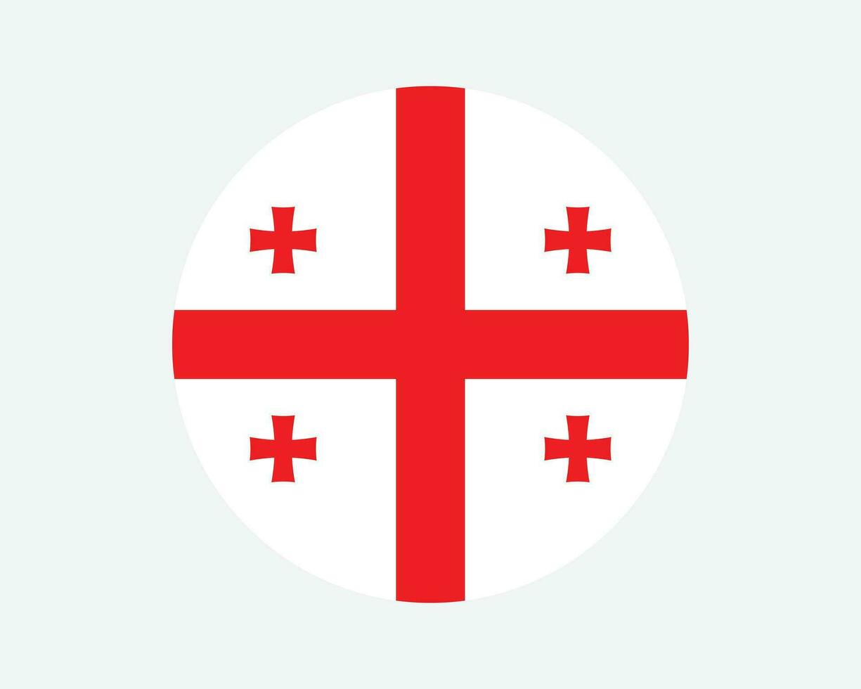 Georgia Round Country Flag. Georgian Circle National Flag. Georgia Circular Shape Button Banner. EPS Vector Illustration.