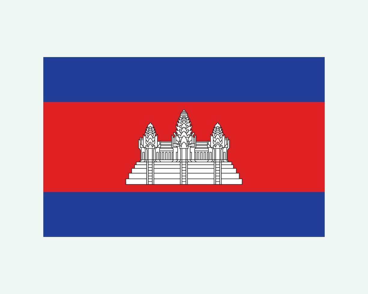 National Flag of Cambodia Kampuchea. Cambodian Khmer Country Flag. Kingdom of Cambodia Detailed Banner. EPS Vector Illustration Cut File.