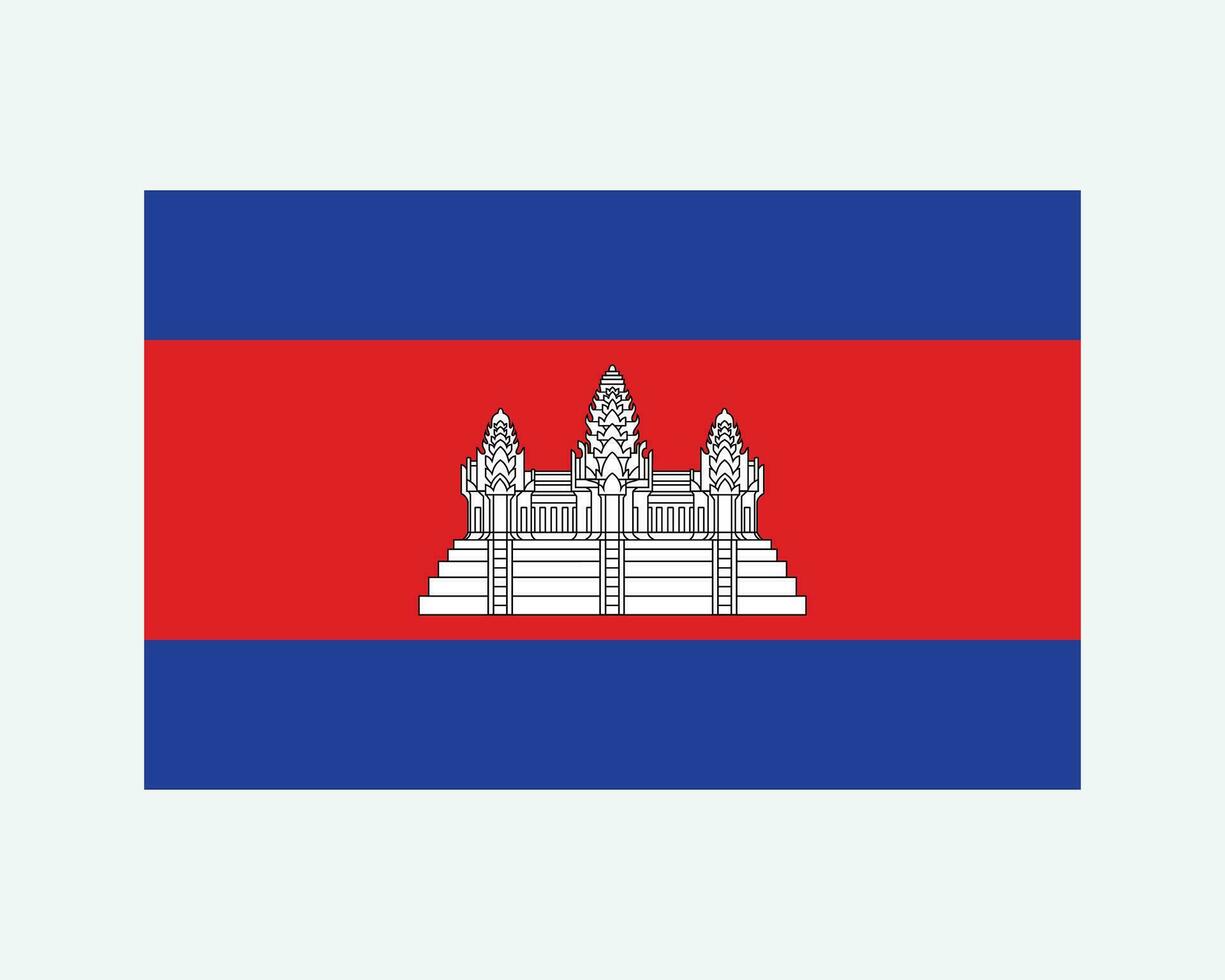 National Flag of Cambodia Kampuchea. Cambodian Khmer Country Flag. Kingdom of Cambodia Detailed Banner. EPS Vector Illustration Cut File.