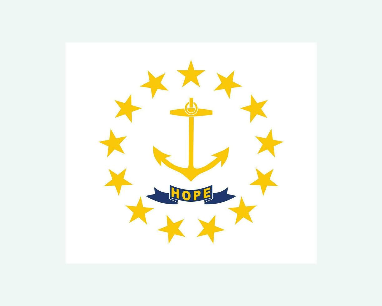 Rhode Island USA State Flag. Flag of RI, USA isolated on white background. United States, America, American, United States of America, US State. Vector illustration.