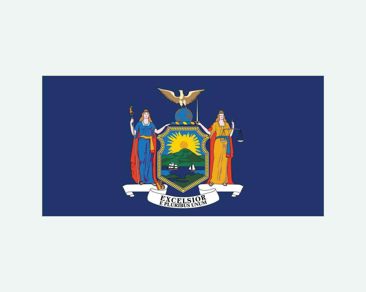 New York USA State Flag. Flag of NY, USA isolated on white background. United States, America, American, United States of America, US State. Vector illustration.