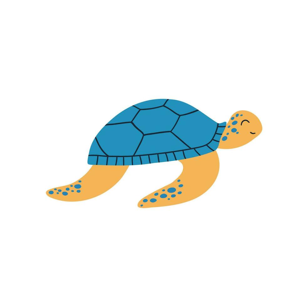 Tortuga mano dibujado en plano estilo. vector ilustración