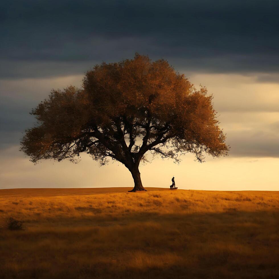 Free Lone tree. ai generated photo